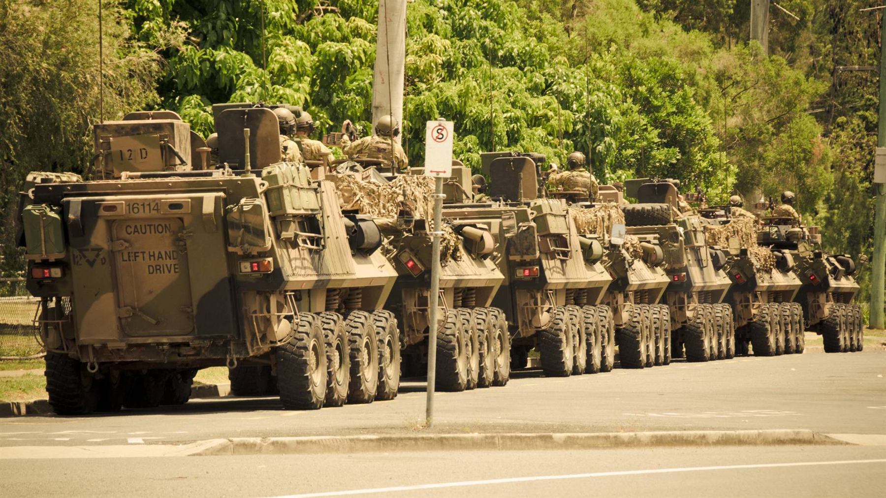 Troops on field deployment with load carriage equipment